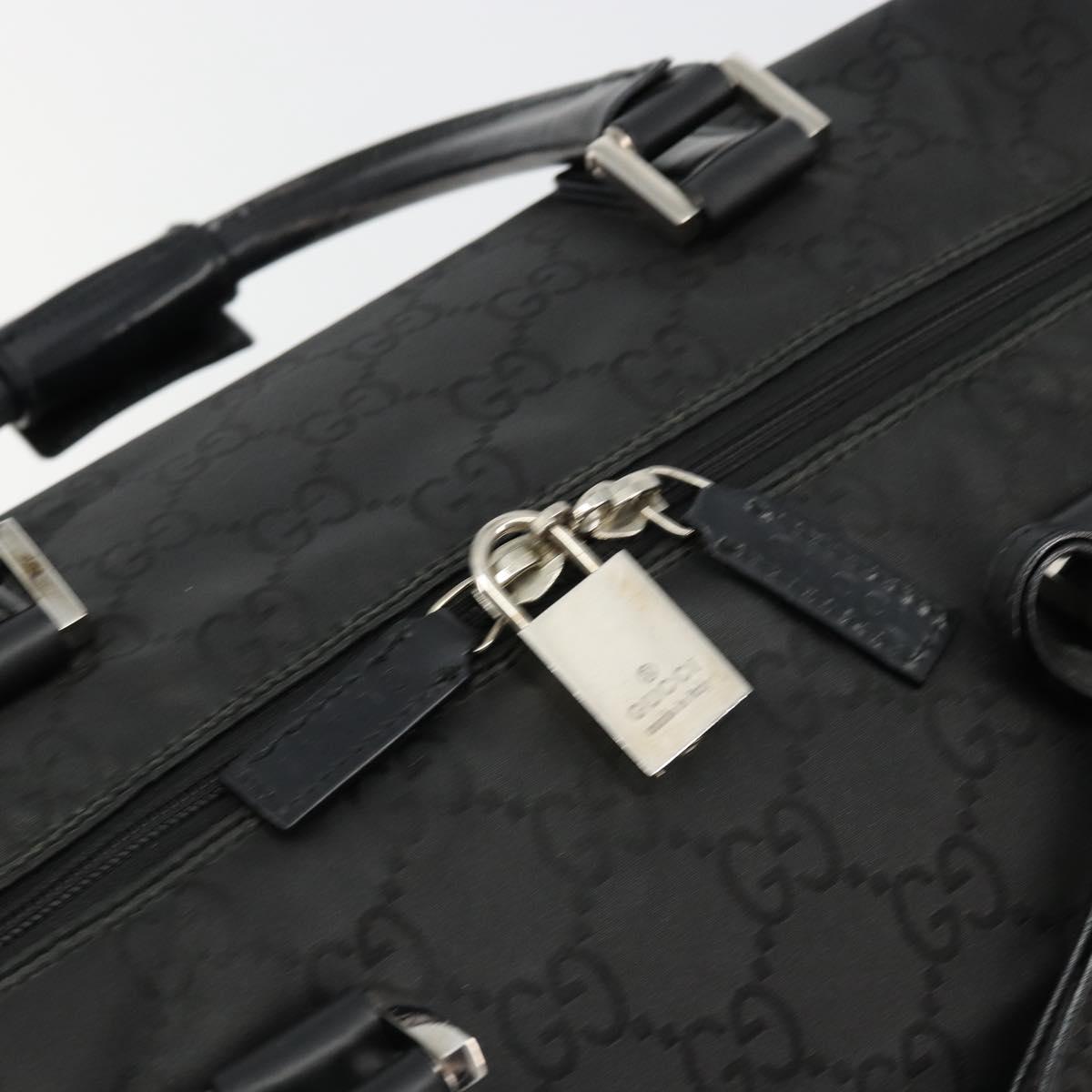 GUCCI GG Supreme Boston Bag PVC Black Silver Auth ep14143