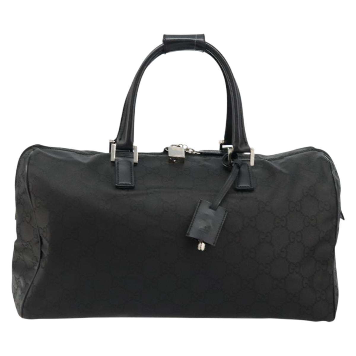 GUCCI GG Supreme Boston Bag PVC Black Silver Auth ep14143