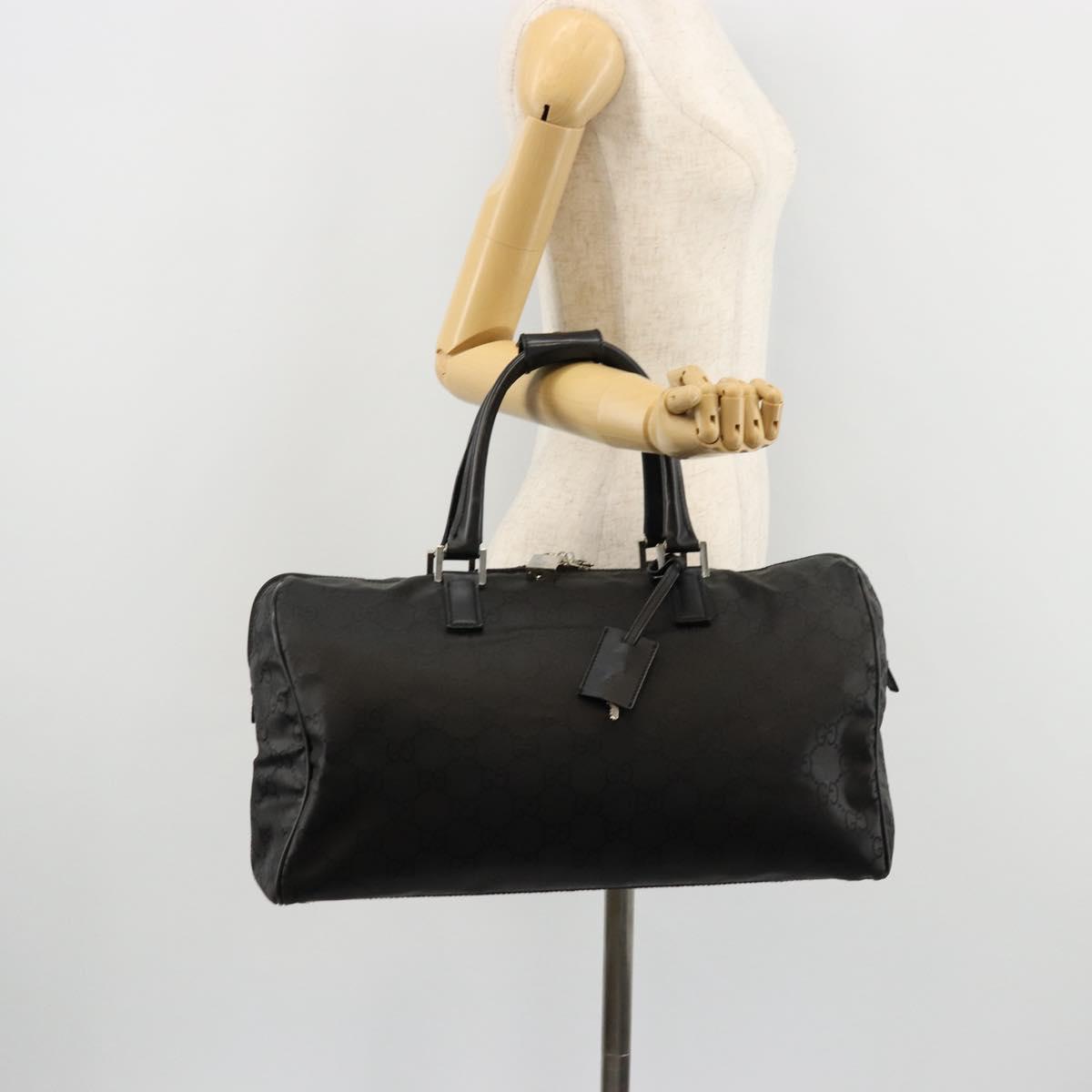 GUCCI GG Supreme Boston Bag PVC Black Silver Auth ep14143