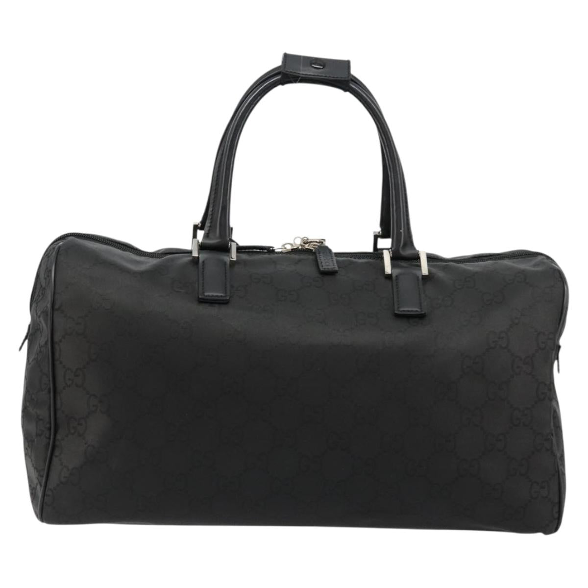 GUCCI GG Supreme Boston Bag PVC Black Silver Auth ep14143