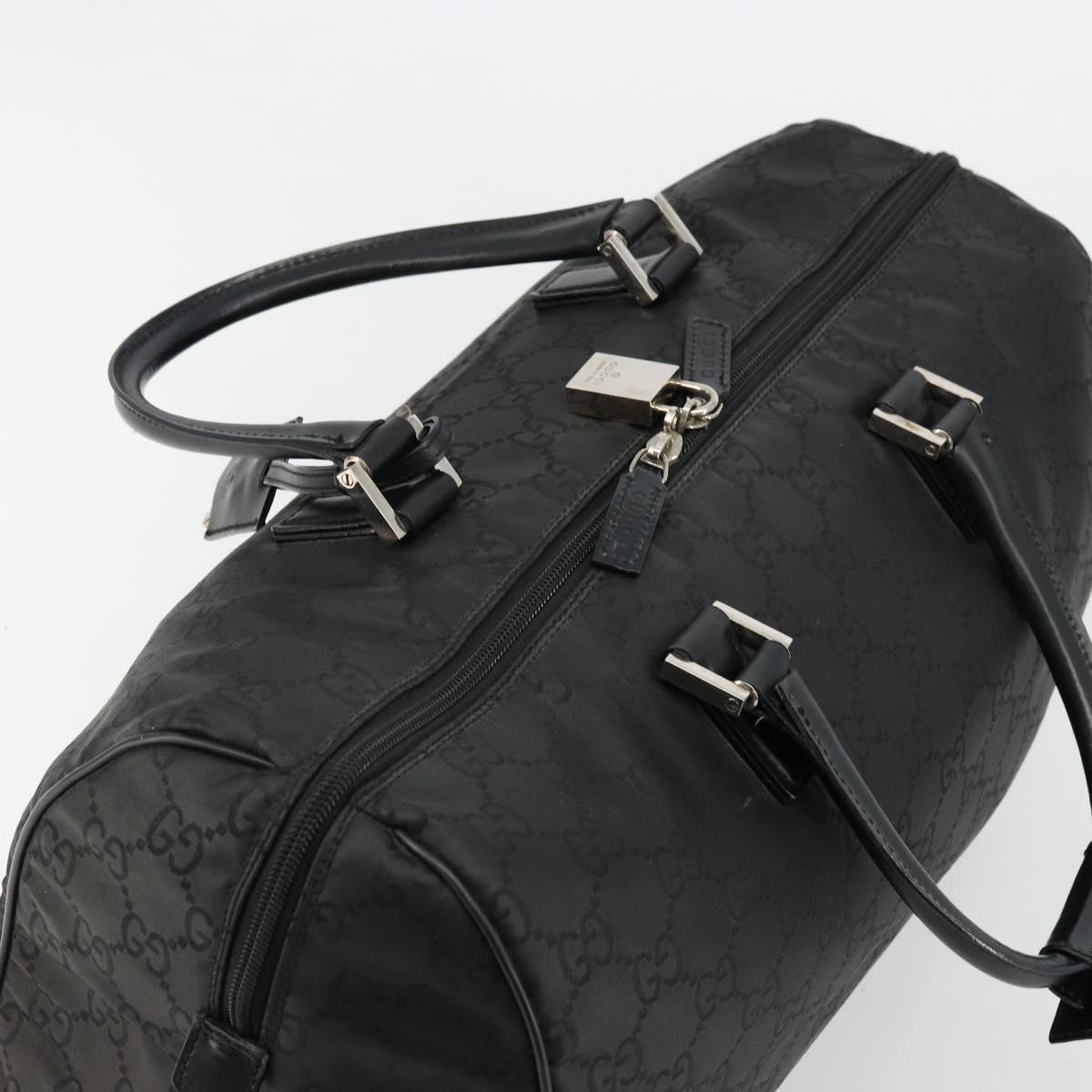 GUCCI GG Supreme Boston Bag PVC Black Silver Auth ep14143