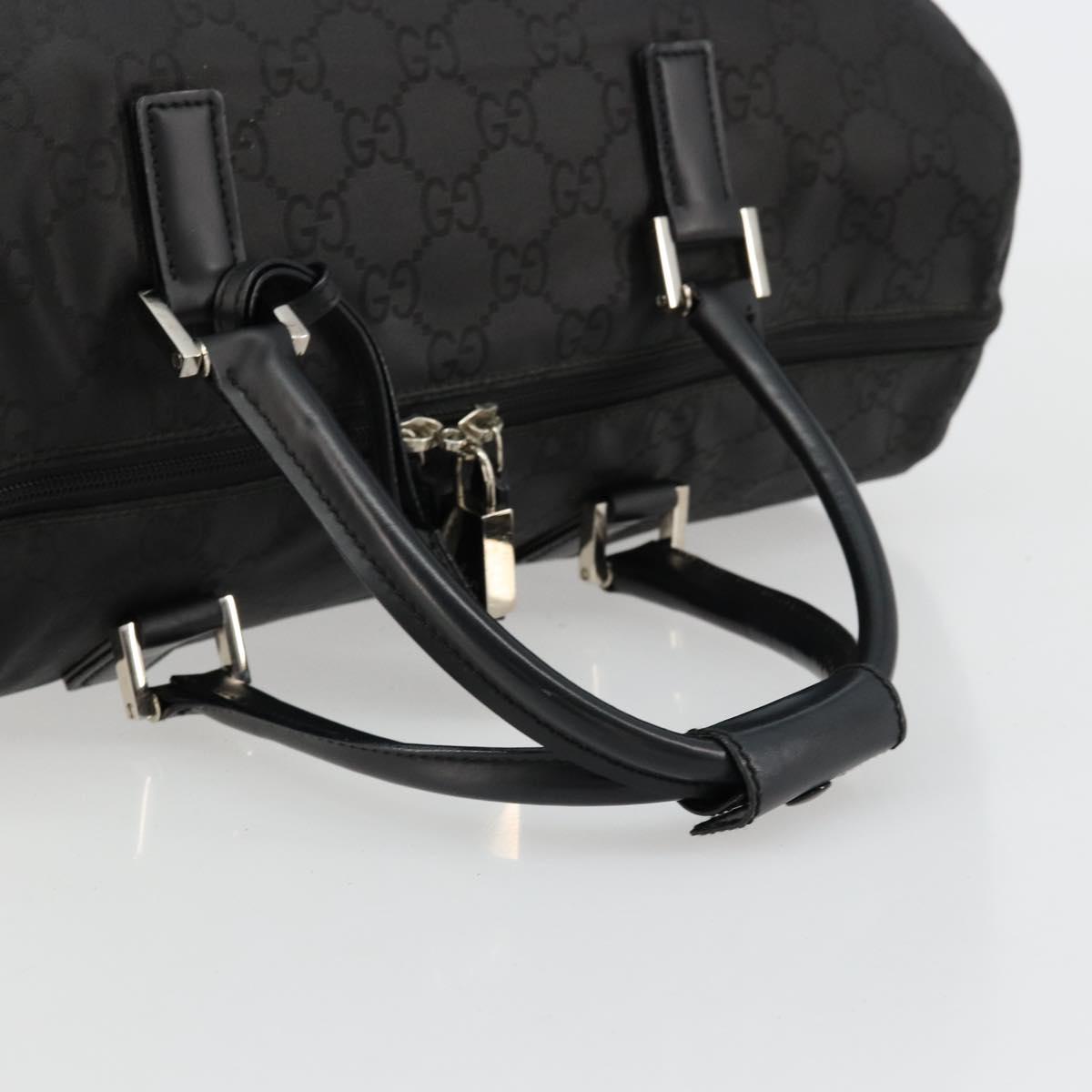 GUCCI GG Supreme Boston Bag PVC Black Silver Auth ep14143