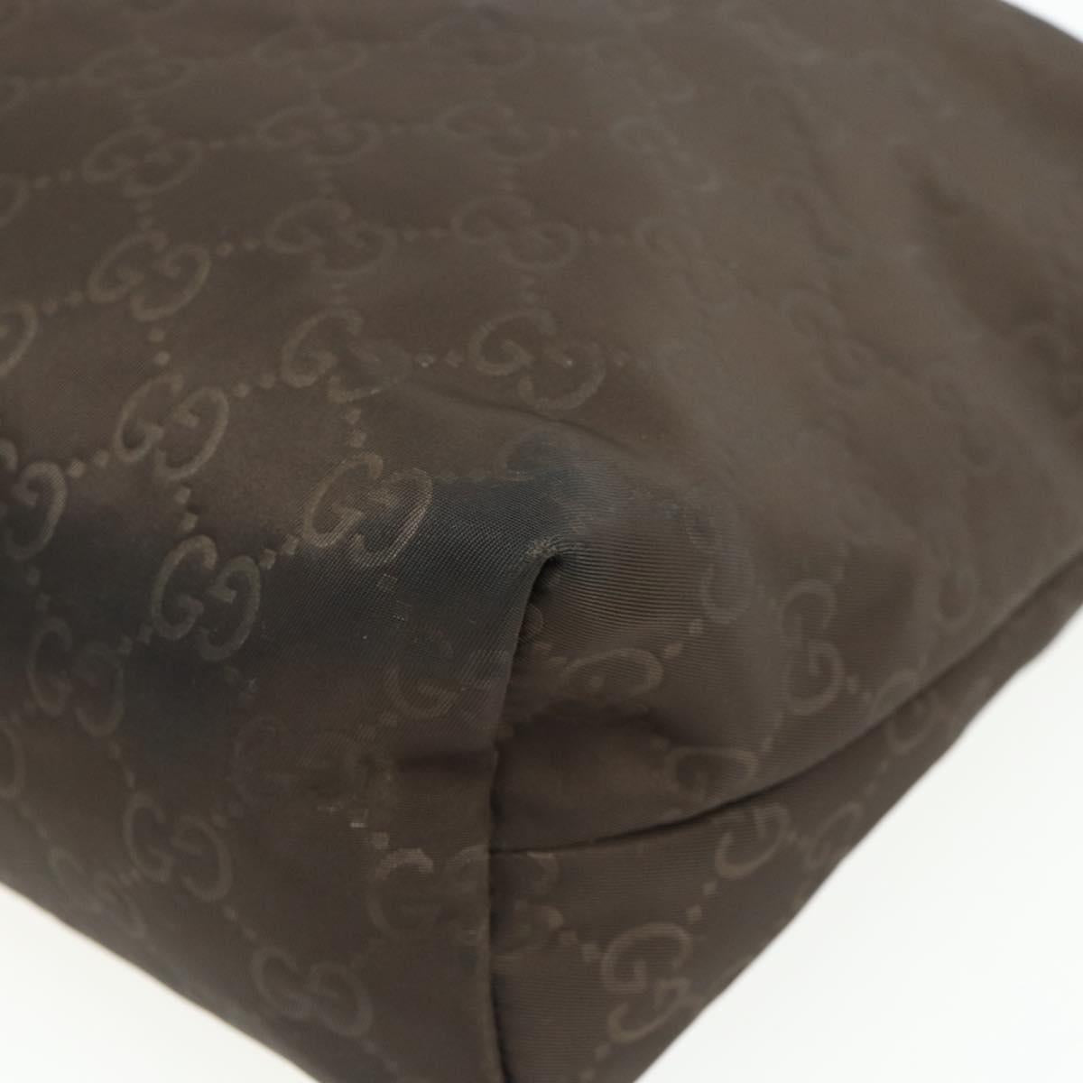 GUCCI GG Canvas Shoulder Bag Nylon Brown Silver 314529 Auth ep14151