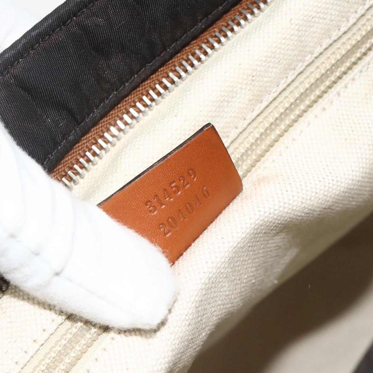 GUCCI GG Canvas Shoulder Bag Nylon Brown Silver 314529 Auth ep14151