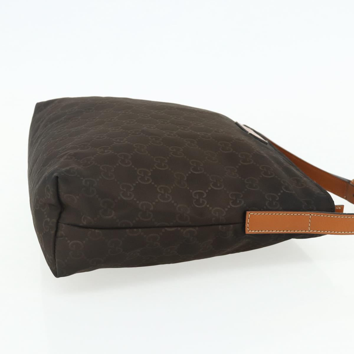 GUCCI GG Canvas Shoulder Bag Nylon Brown Silver 314529 Auth ep14151