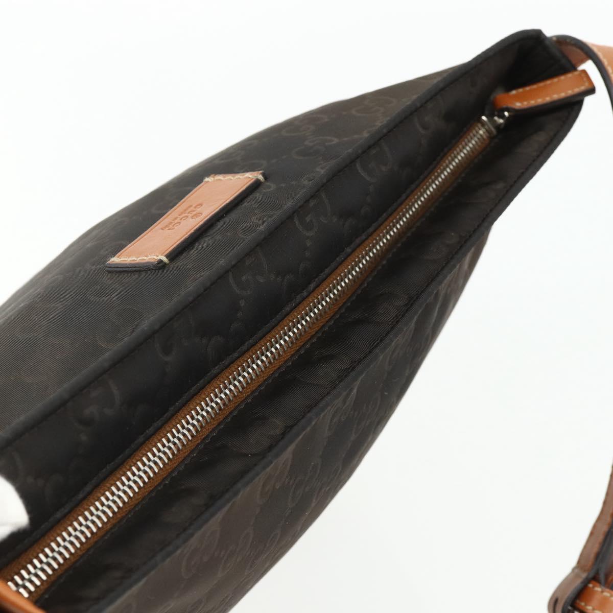 GUCCI GG Canvas Shoulder Bag Nylon Brown Silver 314529 Auth ep14151