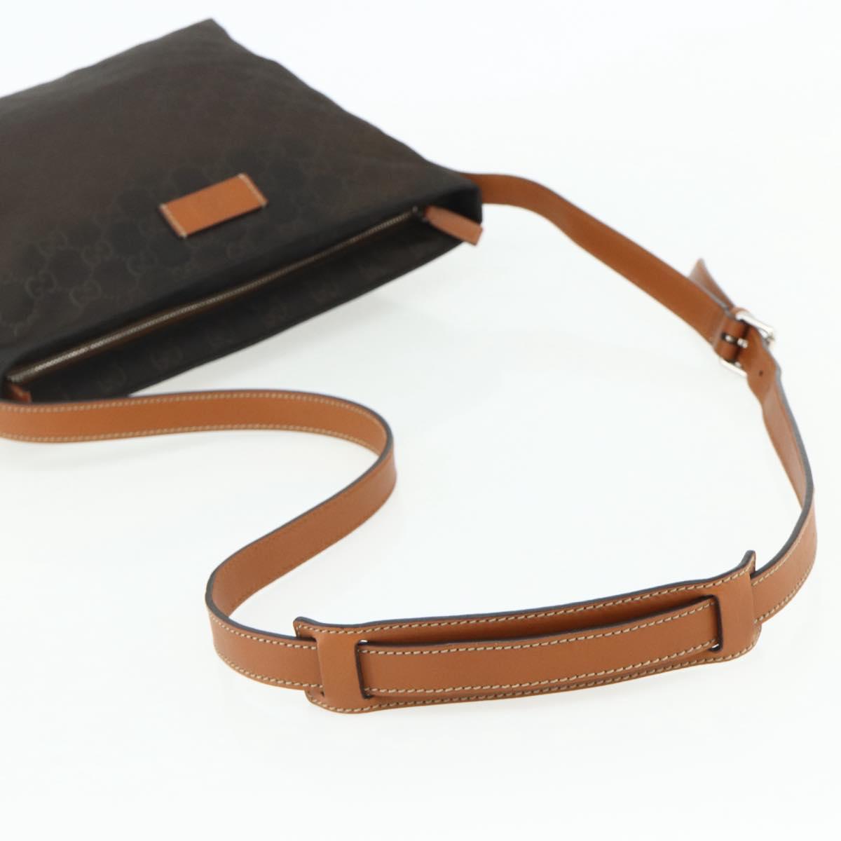 GUCCI GG Canvas Shoulder Bag Nylon Brown Silver 314529 Auth ep14151
