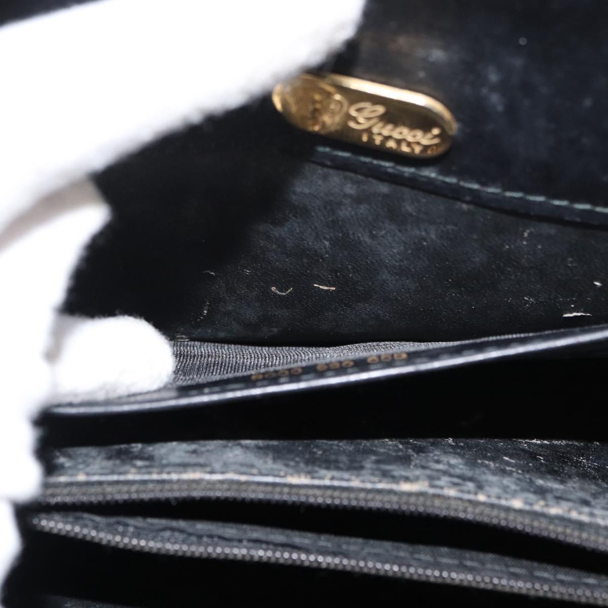GUCCI Hand Bag Leather Black Gold Auth ep14155