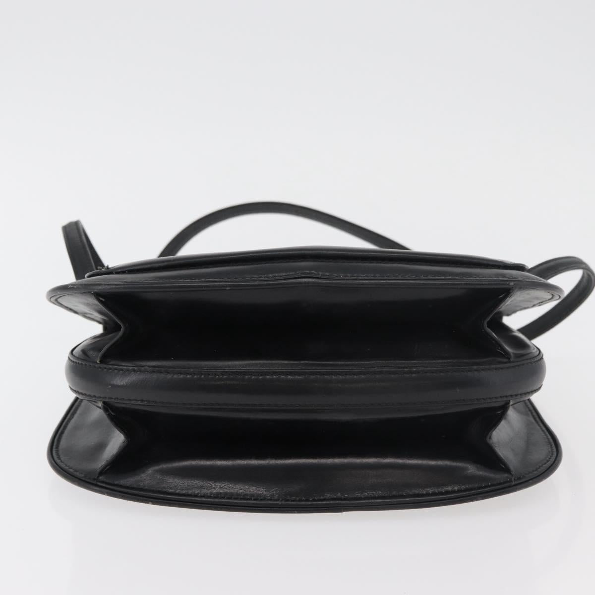 GUCCI Hand Bag Leather Black Gold Auth ep14155