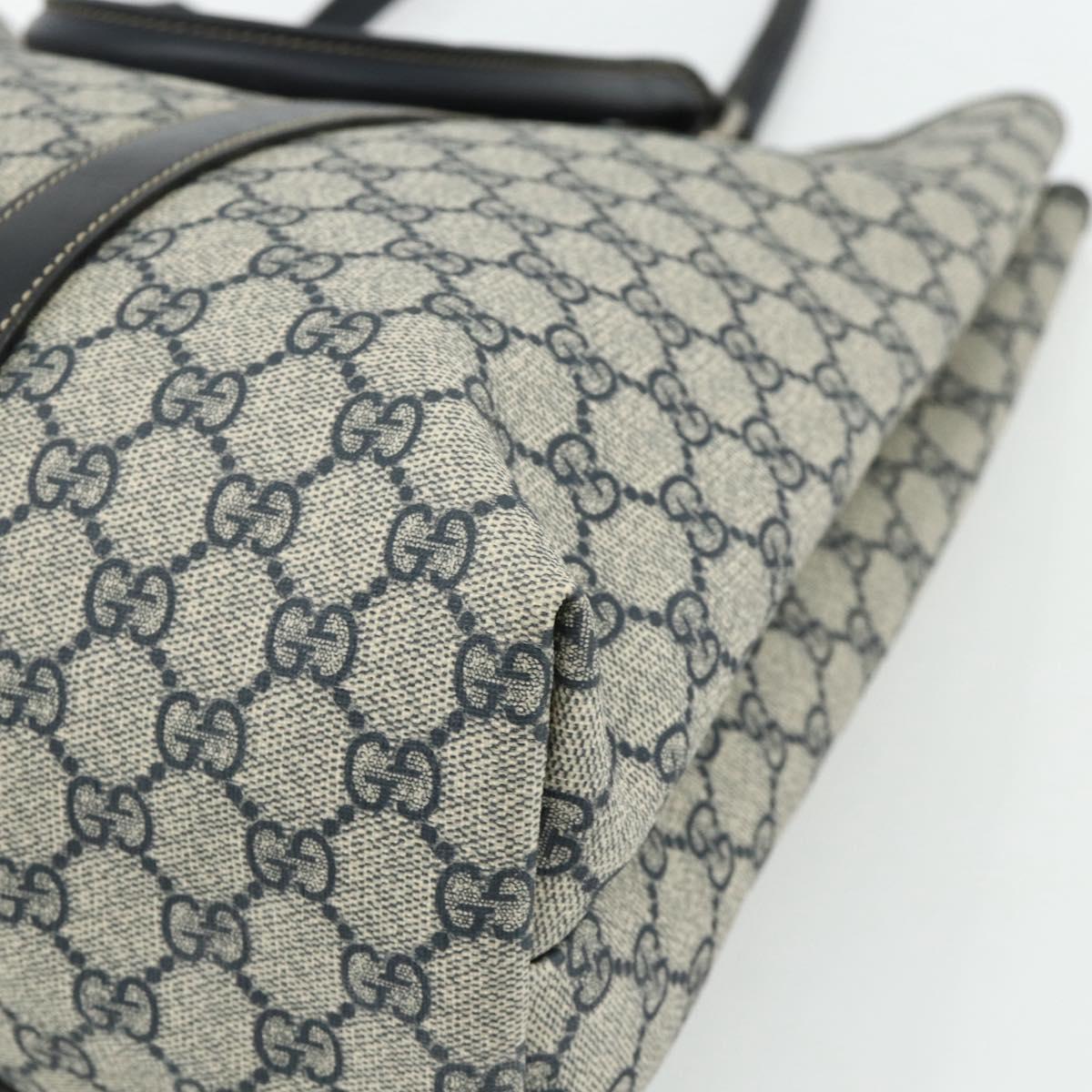 GUCCI GG Supreme Tote Bag PVC Navy Silver 223668 Auth ep14163A