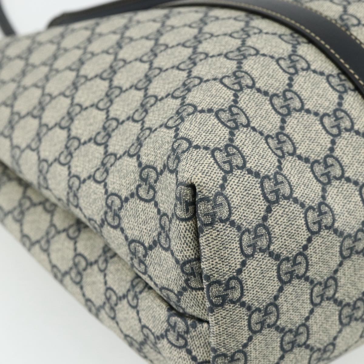 GUCCI GG Supreme Tote Bag PVC Navy Silver 223668 Auth ep14163A