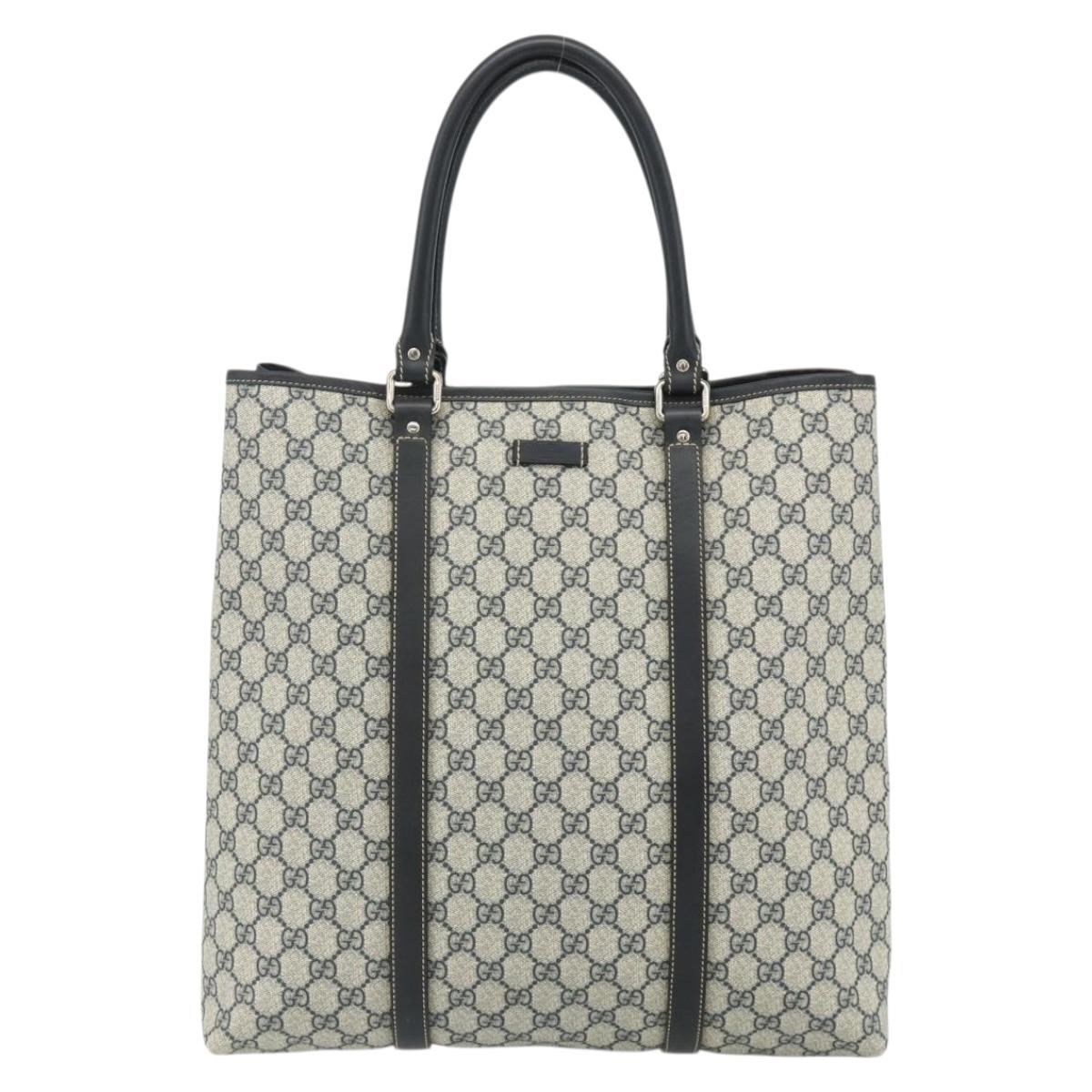 GUCCI GG Supreme Tote Bag PVC Navy Silver 223668 Auth ep14163A