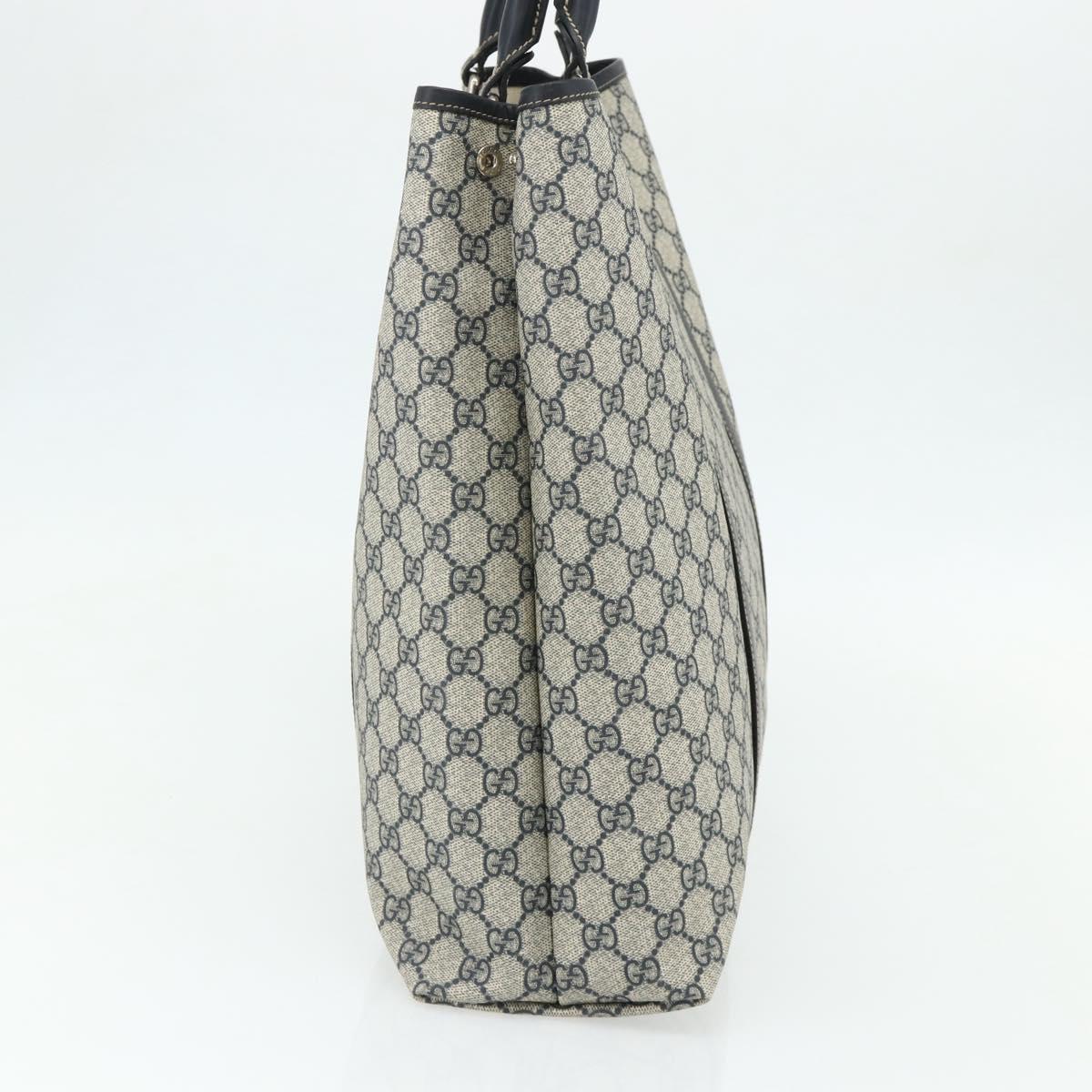 GUCCI GG Supreme Tote Bag PVC Navy Silver 223668 Auth ep14163A