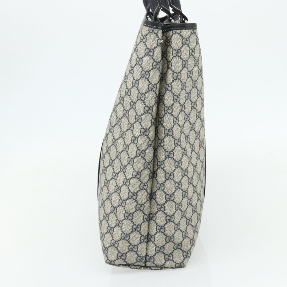GUCCI GG Supreme Tote Bag PVC Navy Silver 223668 Auth ep14163A