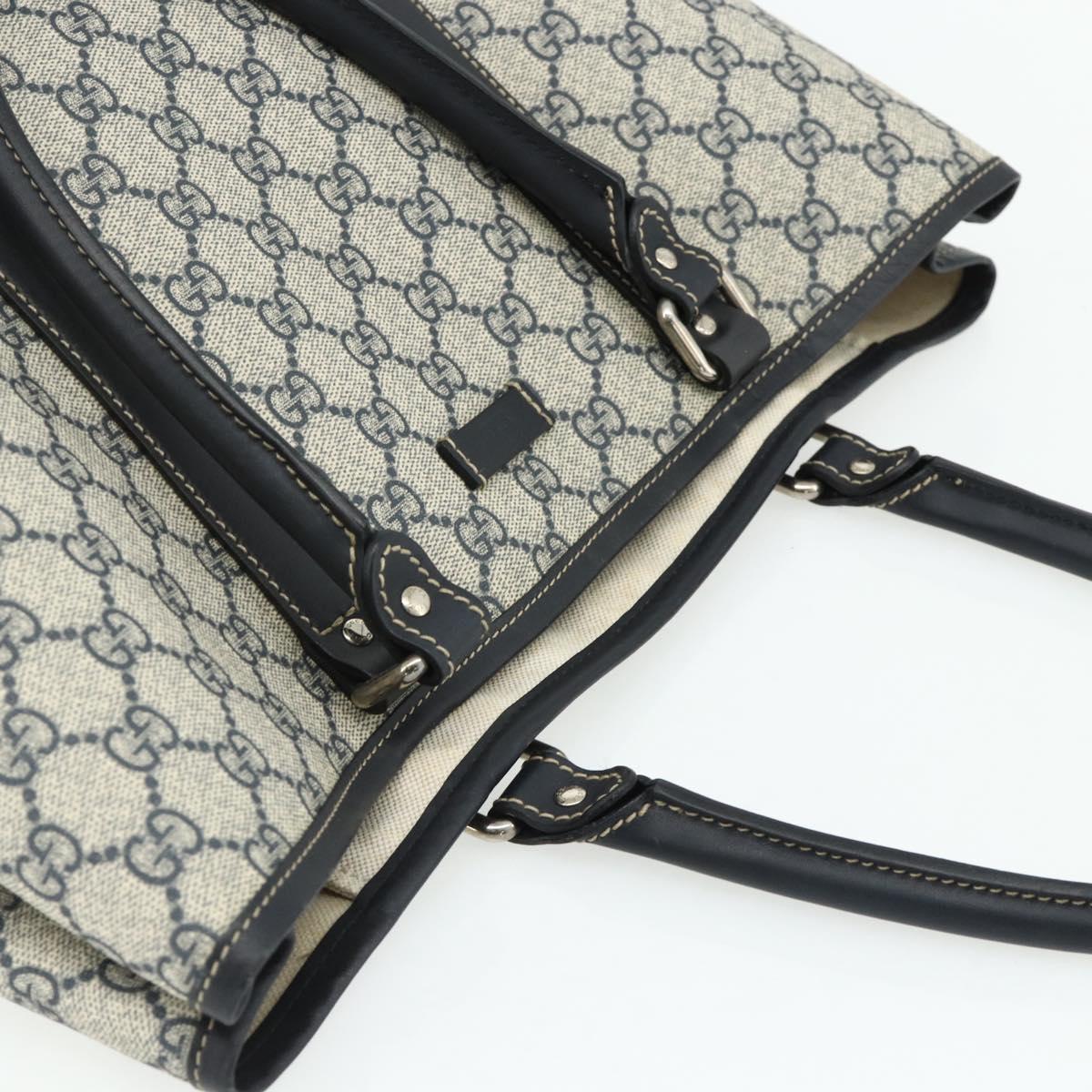 GUCCI GG Supreme Tote Bag PVC Navy Silver 223668 Auth ep14163A