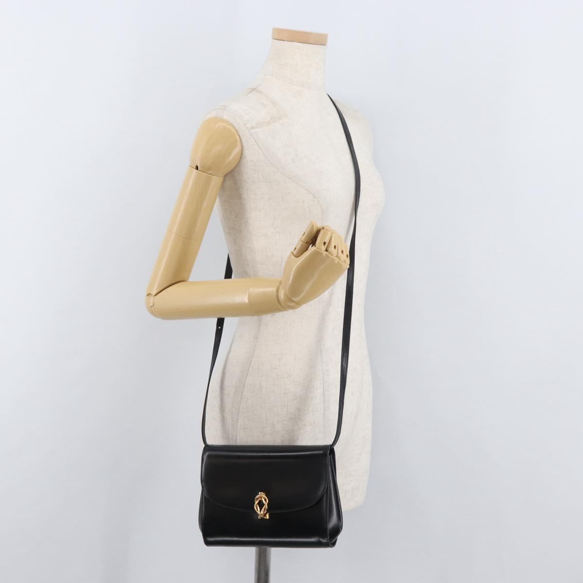 GUCCI Shoulder Bag Leather Black Gold 004 056 0219 Auth ep14171