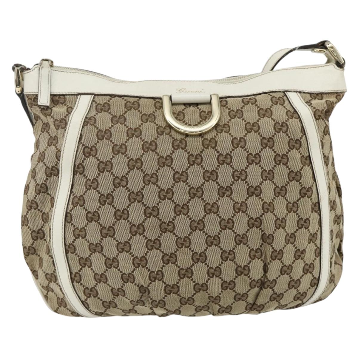 GUCCI GG Canvas Abbey Shoulder Bag Beige Gold 204940 Auth ep14172