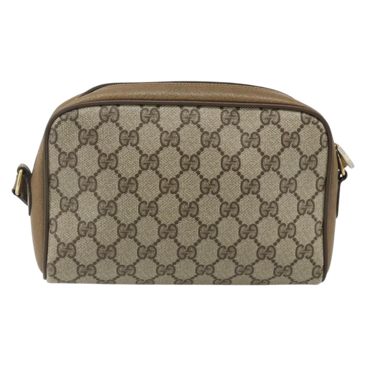 GUCCI GG Supreme Web Sherry Line Bag PVC Beige Gold 116 02 089 Auth ep14174