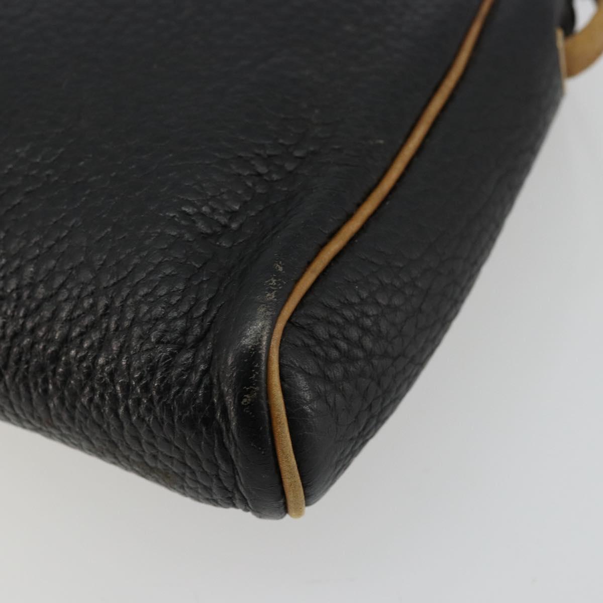 Christian Dior Shoulder Bag Leather Black Gold Auth ep14178
