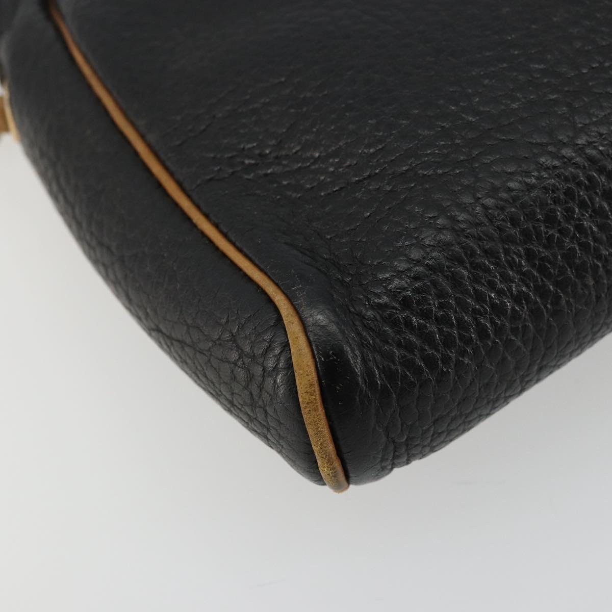 Christian Dior Shoulder Bag Leather Black Gold Auth ep14178