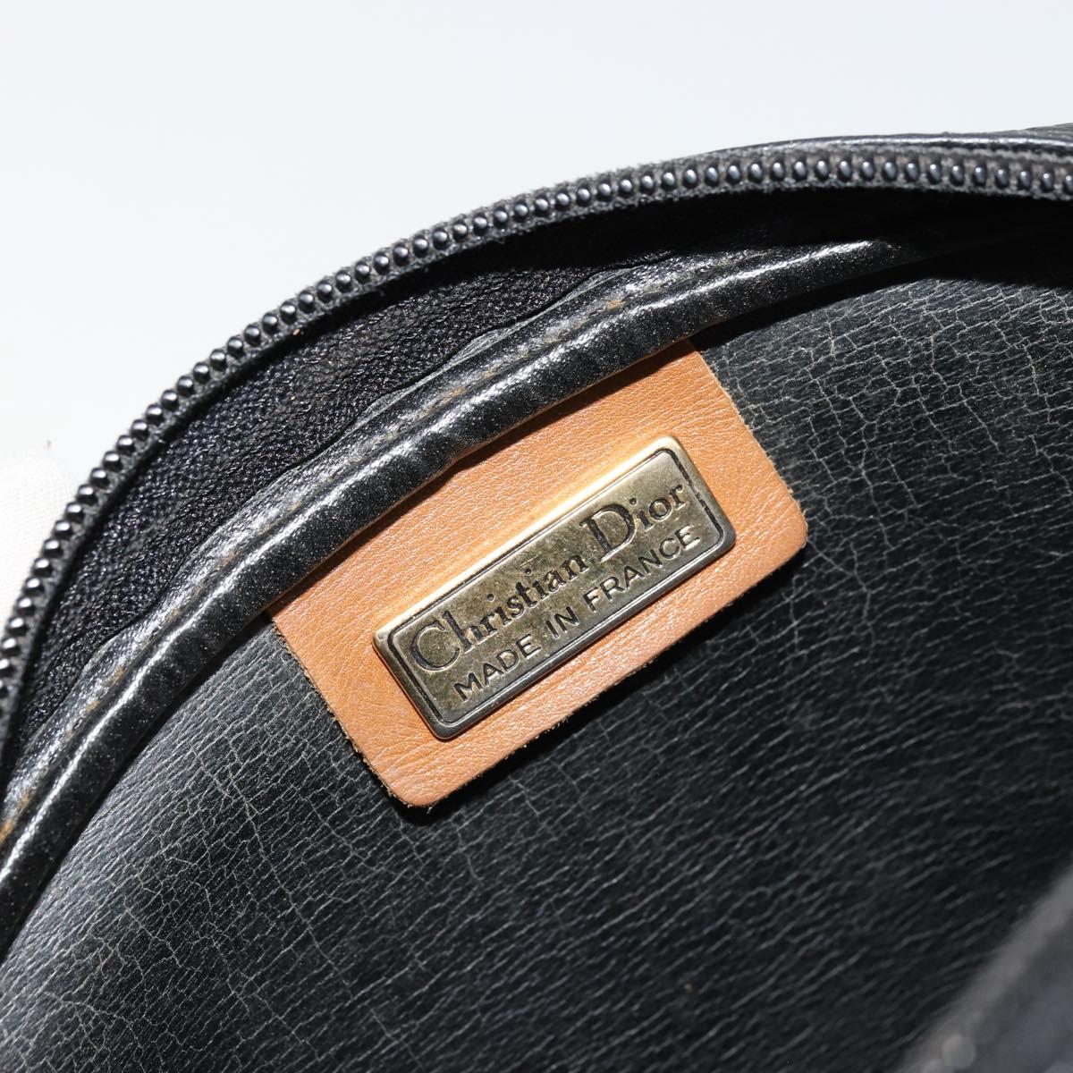 Christian Dior Shoulder Bag Leather Black Gold Auth ep14178