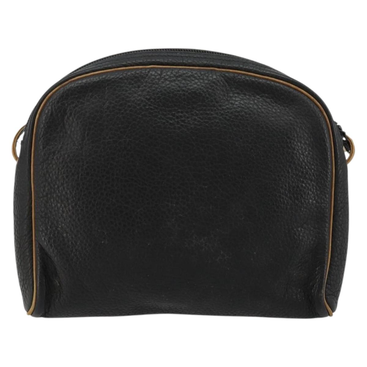 Christian Dior Shoulder Bag Leather Black Gold Auth ep14178