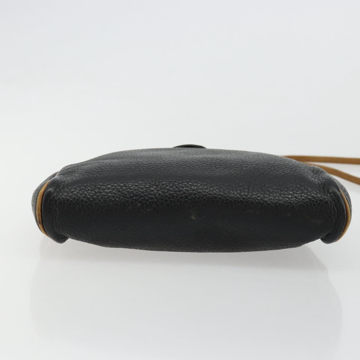 Christian Dior Shoulder Bag Leather Black Gold Auth ep14178