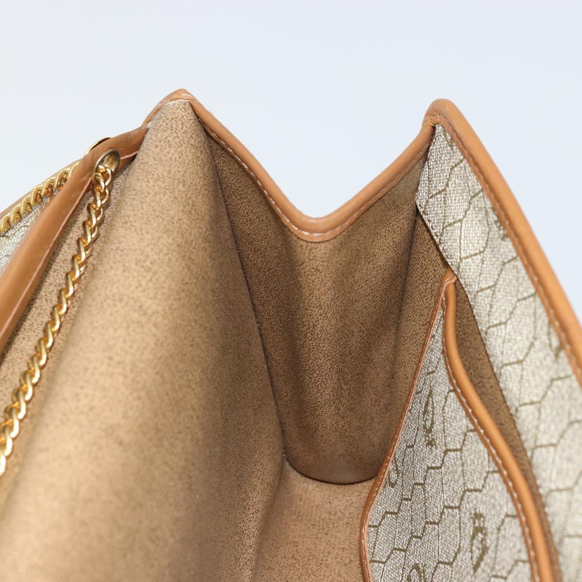 Christian Dior Honeycomb Canvas Chain Shoulder Bag PVC Beige Gold Auth ep14180