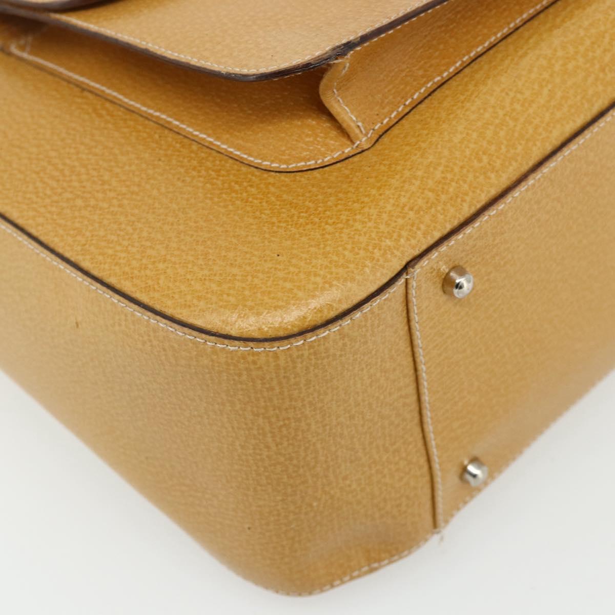 GUCCI Hand Bag Leather 2way Yellow Silver Auth ep14181