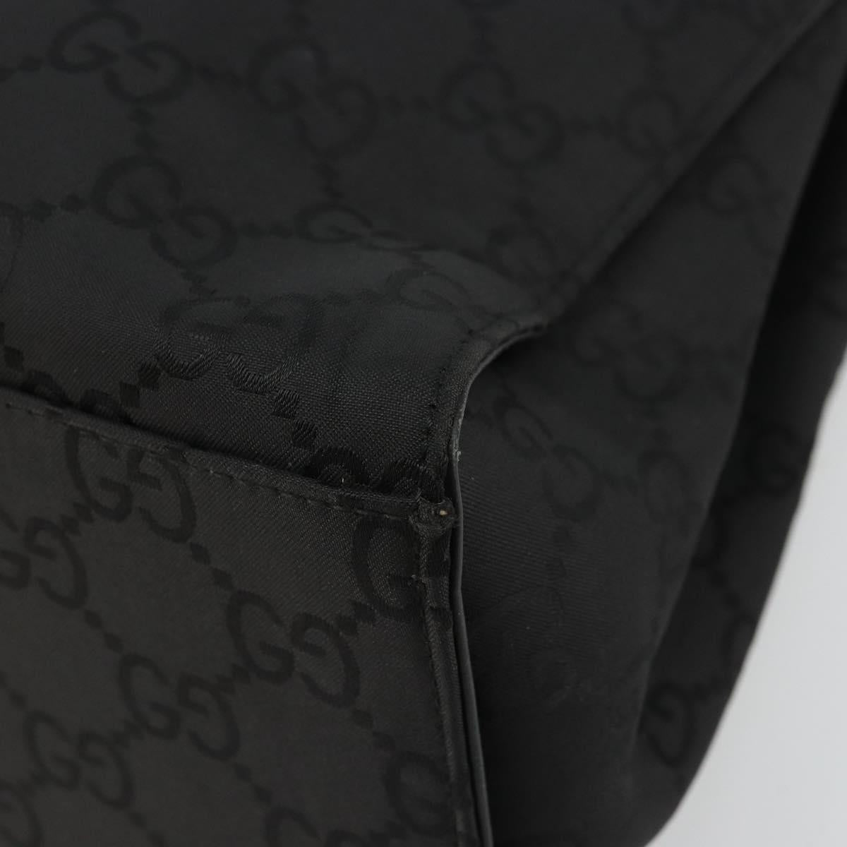 GUCCI GG Canvas Bamboo Hand Bag Nylon Black Silver 002 1010 Auth ep14182