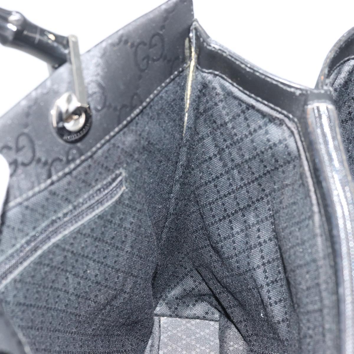 GUCCI GG Canvas Bamboo Hand Bag Nylon Black Silver 002 1010 Auth ep14182
