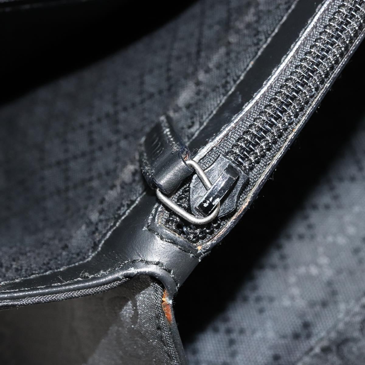 GUCCI GG Canvas Bamboo Hand Bag Nylon Black Silver 002 1010 Auth ep14182