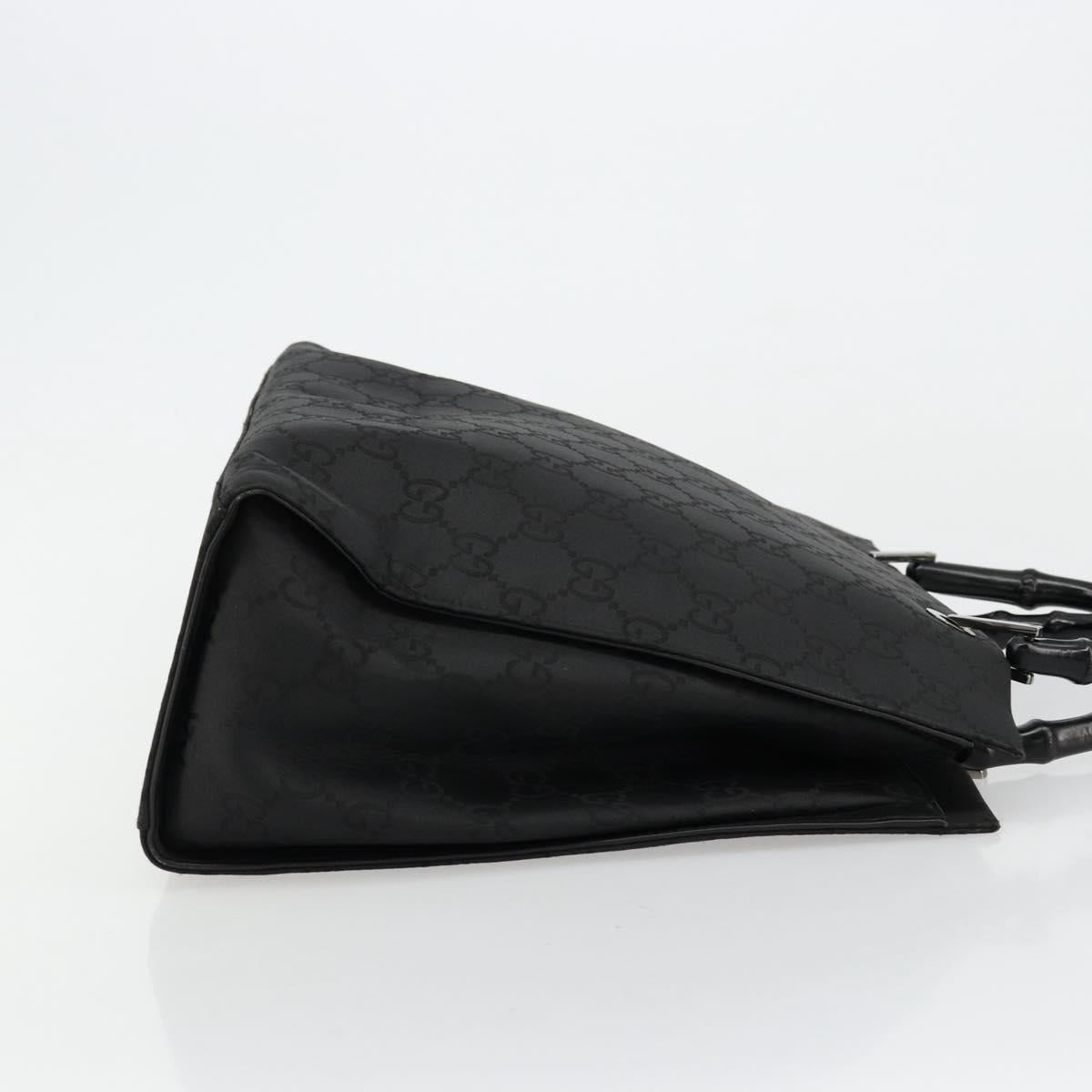 GUCCI GG Canvas Bamboo Hand Bag Nylon Black Silver 002 1010 Auth ep14182