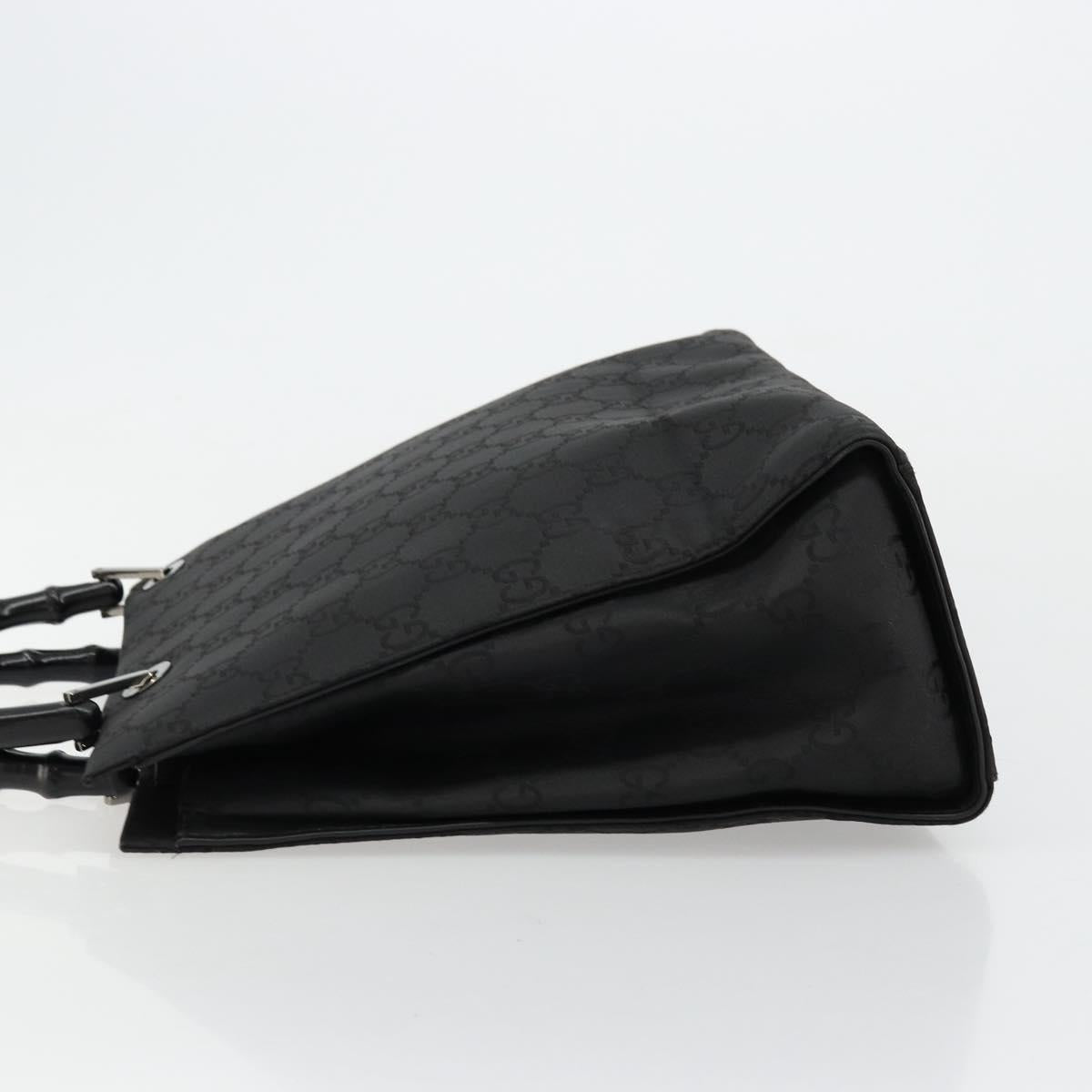 GUCCI GG Canvas Bamboo Hand Bag Nylon Black Silver 002 1010 Auth ep14182