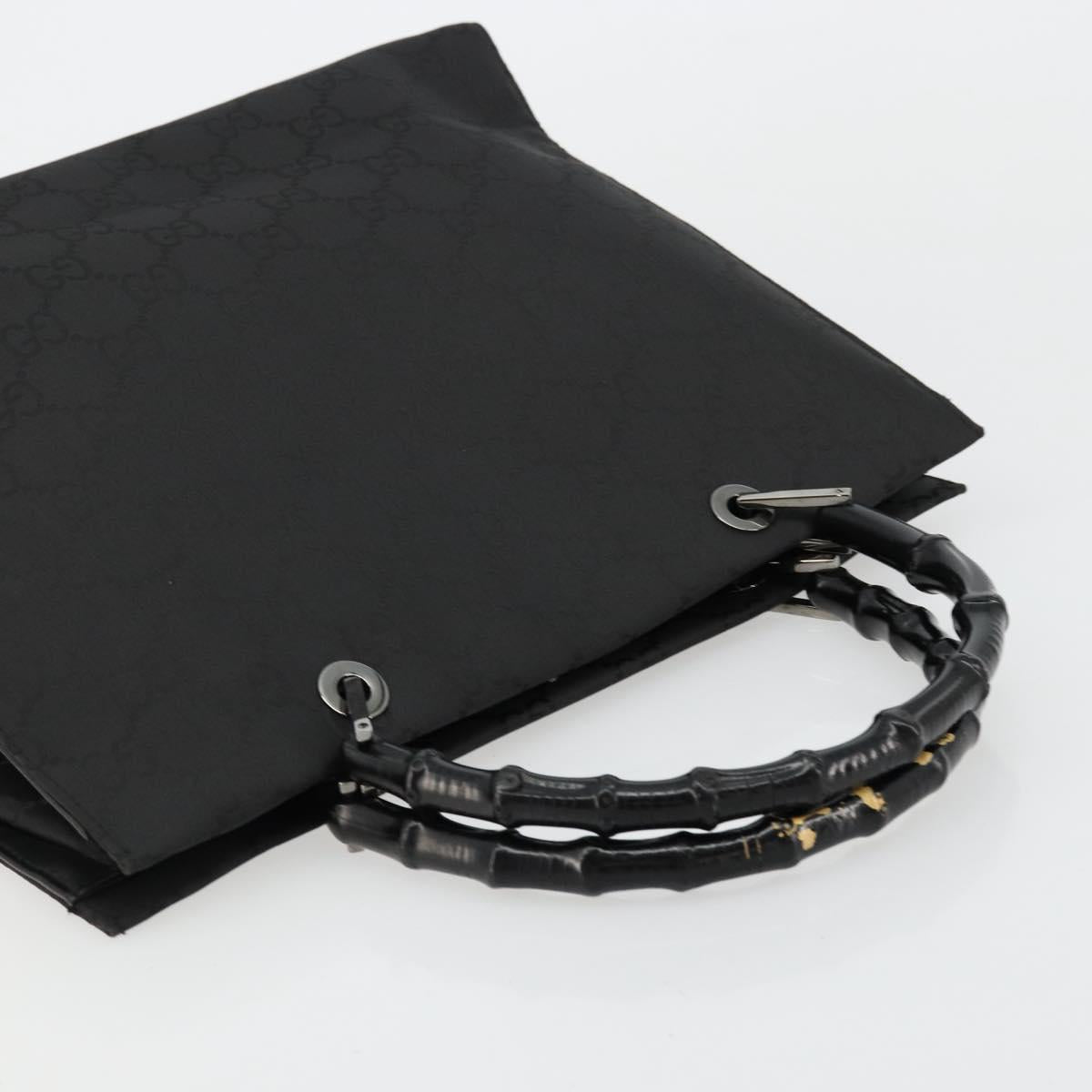 GUCCI GG Canvas Bamboo Hand Bag Nylon Black Silver 002 1010 Auth ep14182
