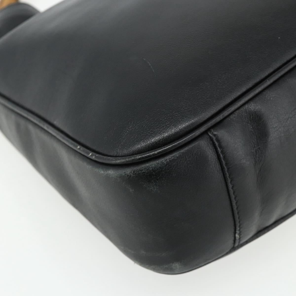 GUCCI Bamboo Hand Bag Leather Black Gold 001 2404 Auth ep14183