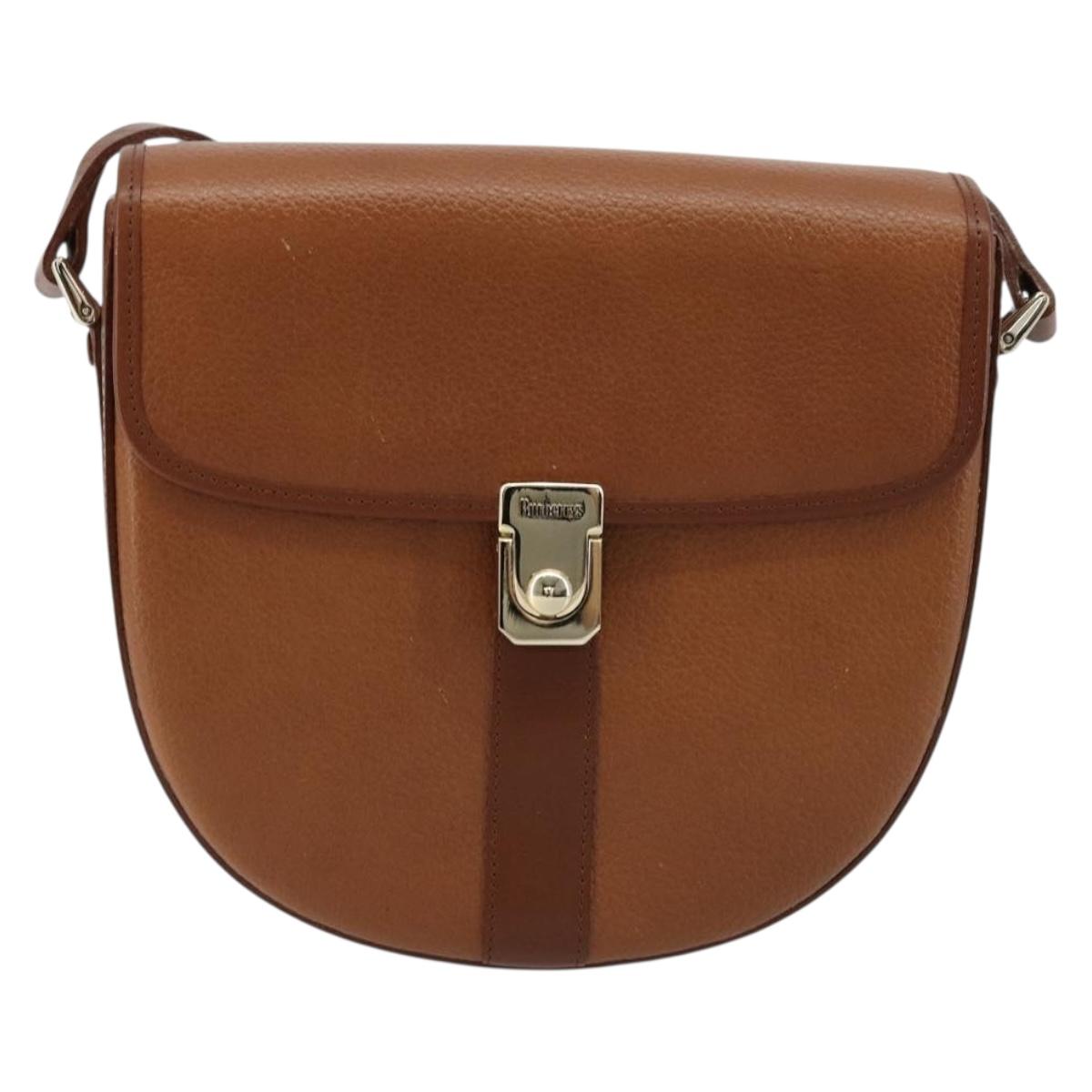 Burberrys Shoulder Bag Leather Brown Gold Auth ep14186