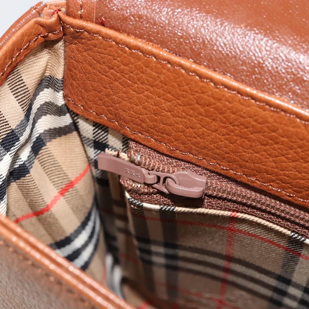 Burberrys Shoulder Bag Leather Brown Gold Auth ep14186