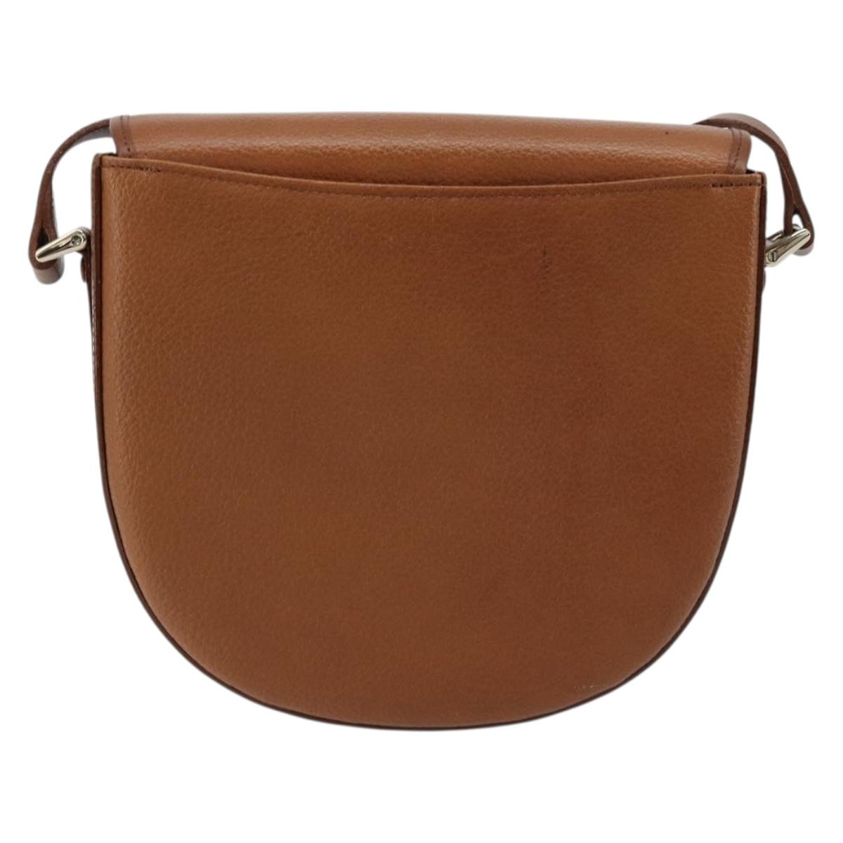 Burberrys Shoulder Bag Leather Brown Gold Auth ep14186