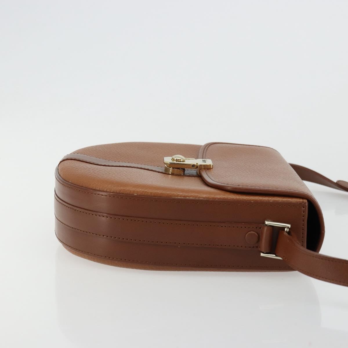 Burberrys Shoulder Bag Leather Brown Gold Auth ep14186