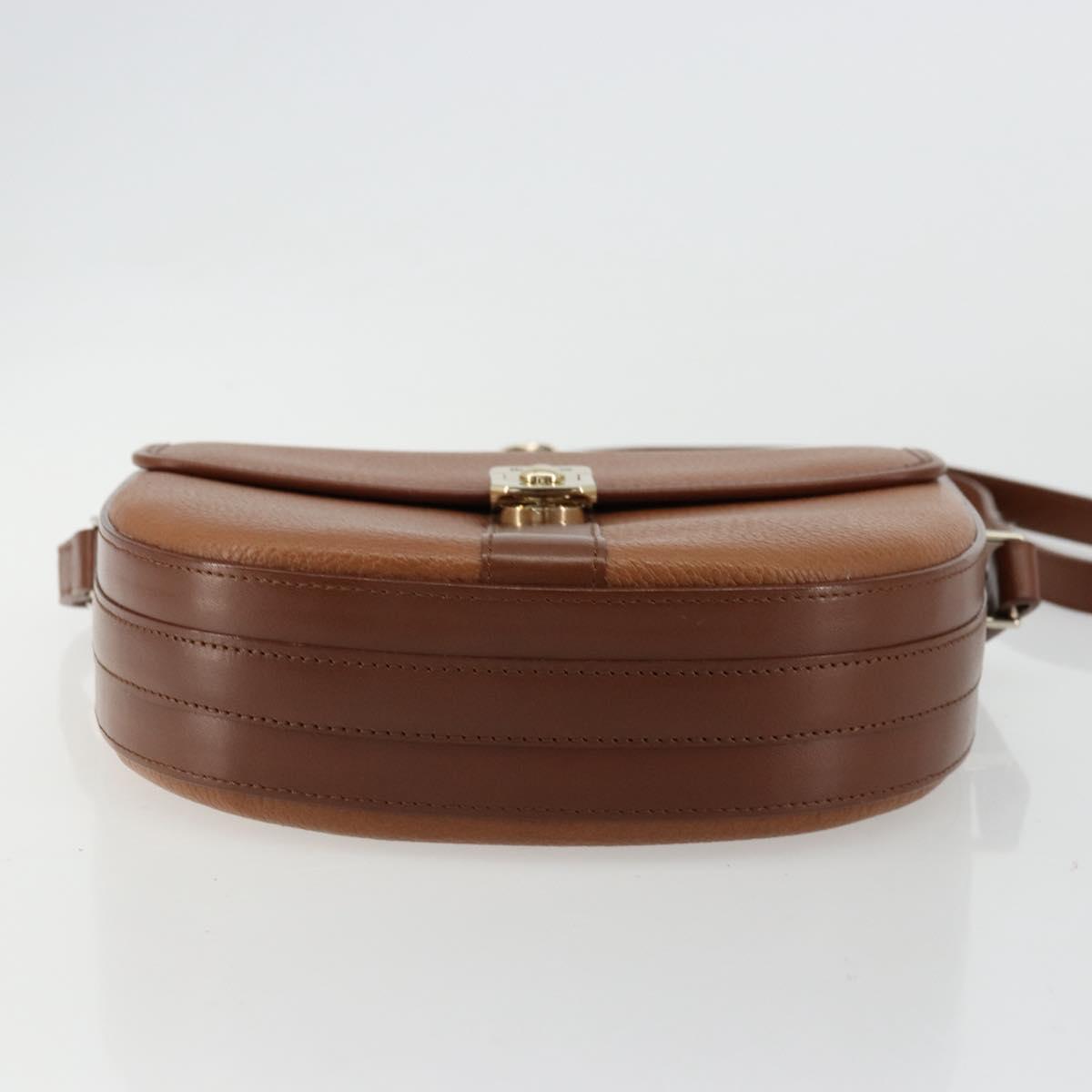 Burberrys Shoulder Bag Leather Brown Gold Auth ep14186