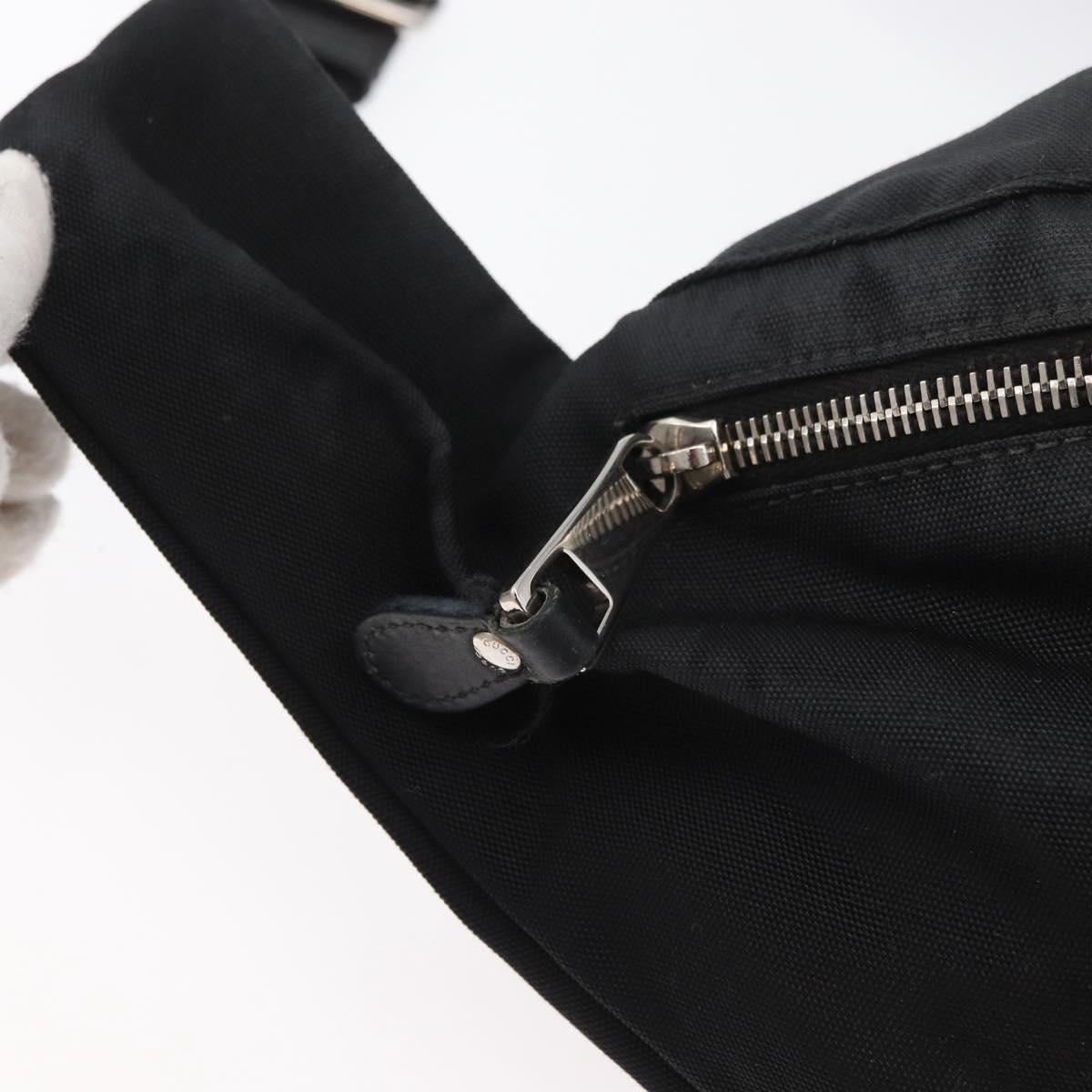 GUCCI Web Sherry Line Shoulder Bag Nylon Black Silver 246409 Auth ep14192