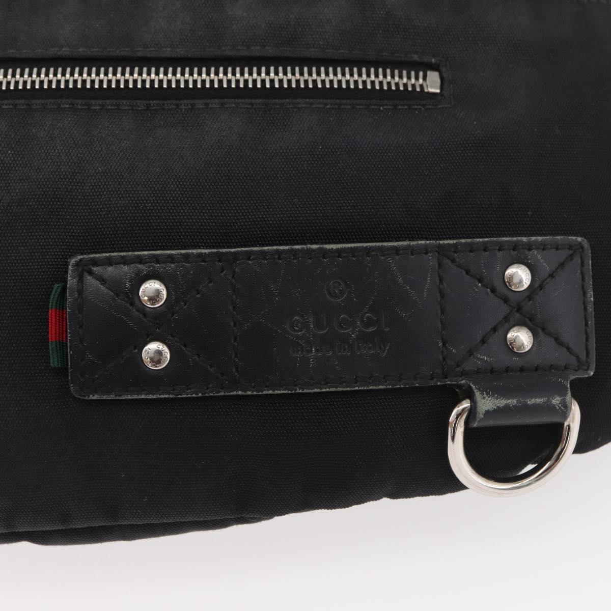 GUCCI Web Sherry Line Shoulder Bag Nylon Black Silver 246409 Auth ep14192