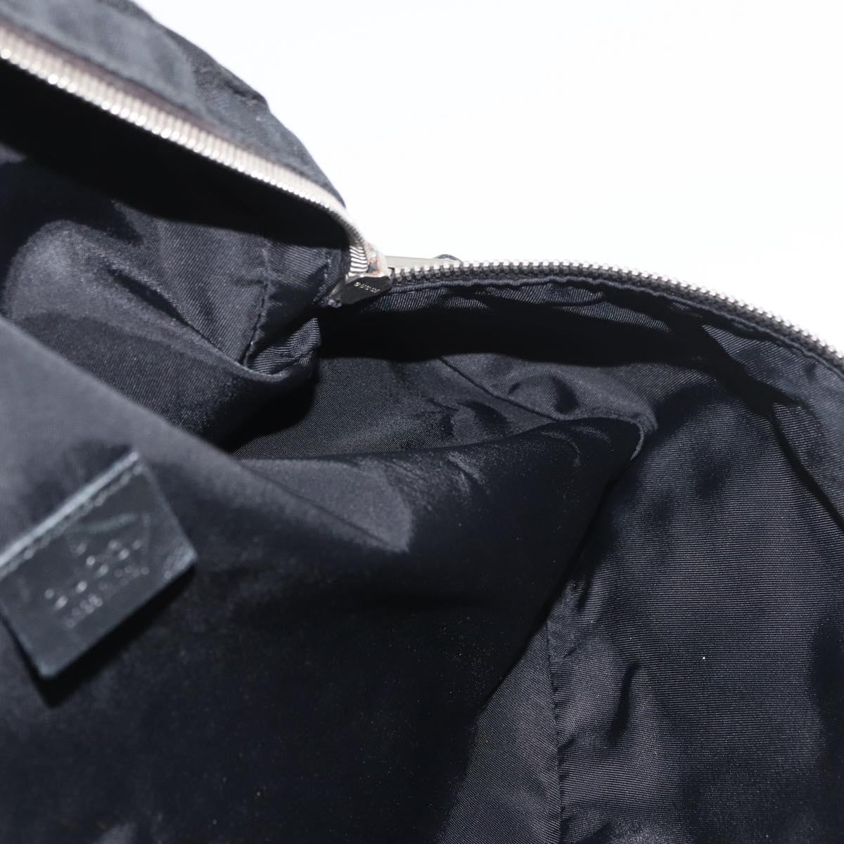 GUCCI Web Sherry Line Shoulder Bag Nylon Black Silver 246409 Auth ep14192