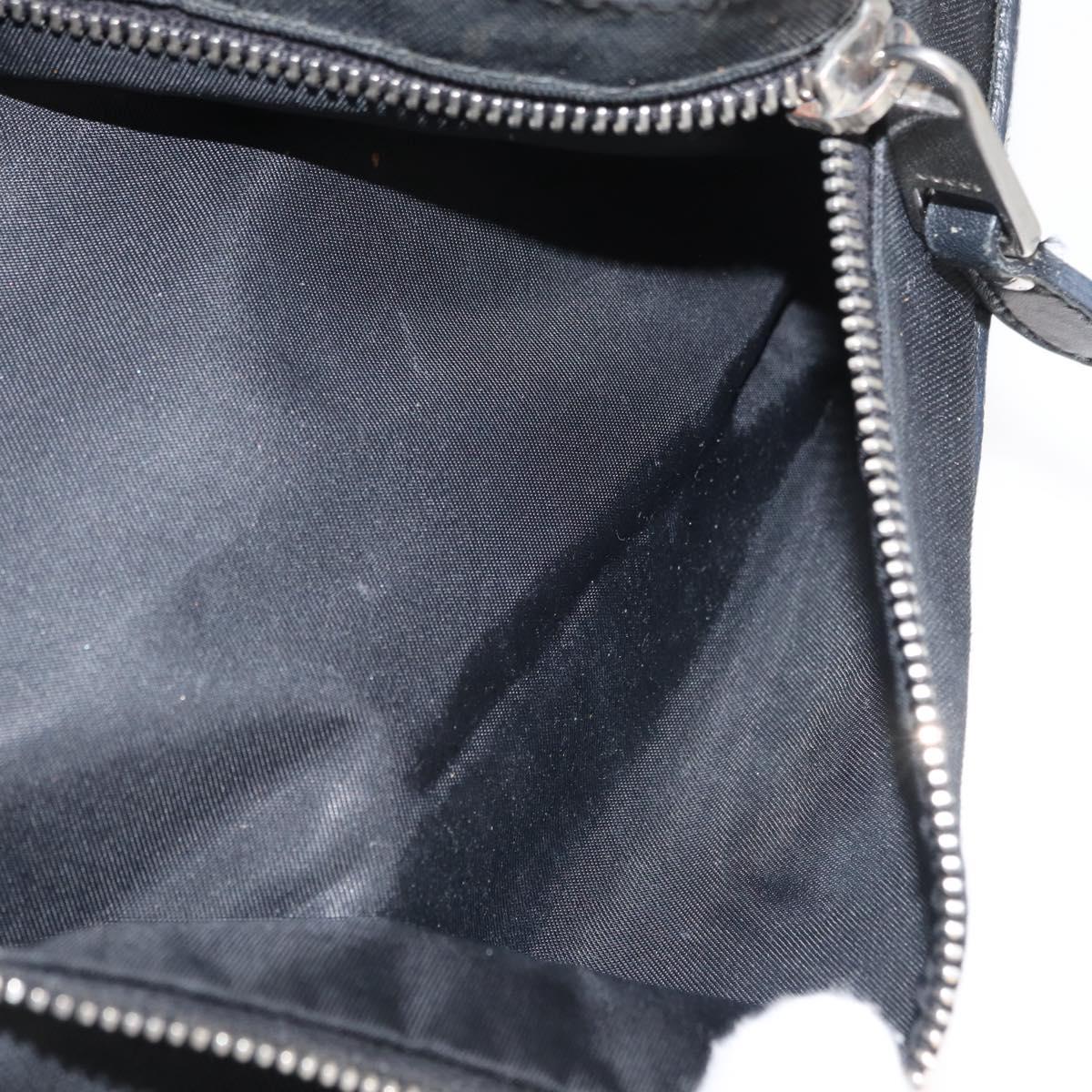 GUCCI Web Sherry Line Shoulder Bag Nylon Black Silver 246409 Auth ep14192