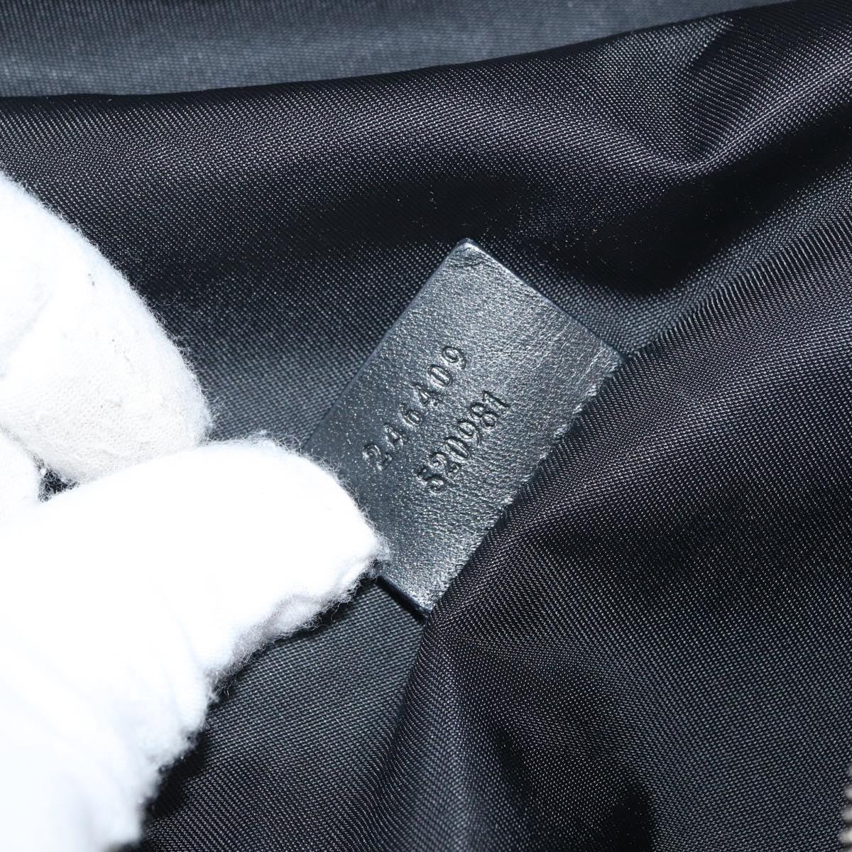 GUCCI Web Sherry Line Shoulder Bag Nylon Black Silver 246409 Auth ep14192