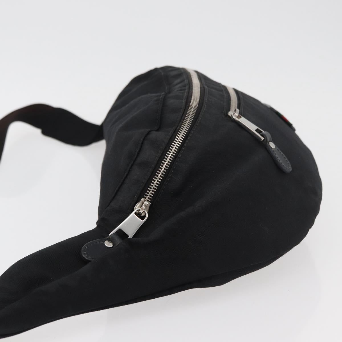 GUCCI Web Sherry Line Shoulder Bag Nylon Black Silver 246409 Auth ep14192