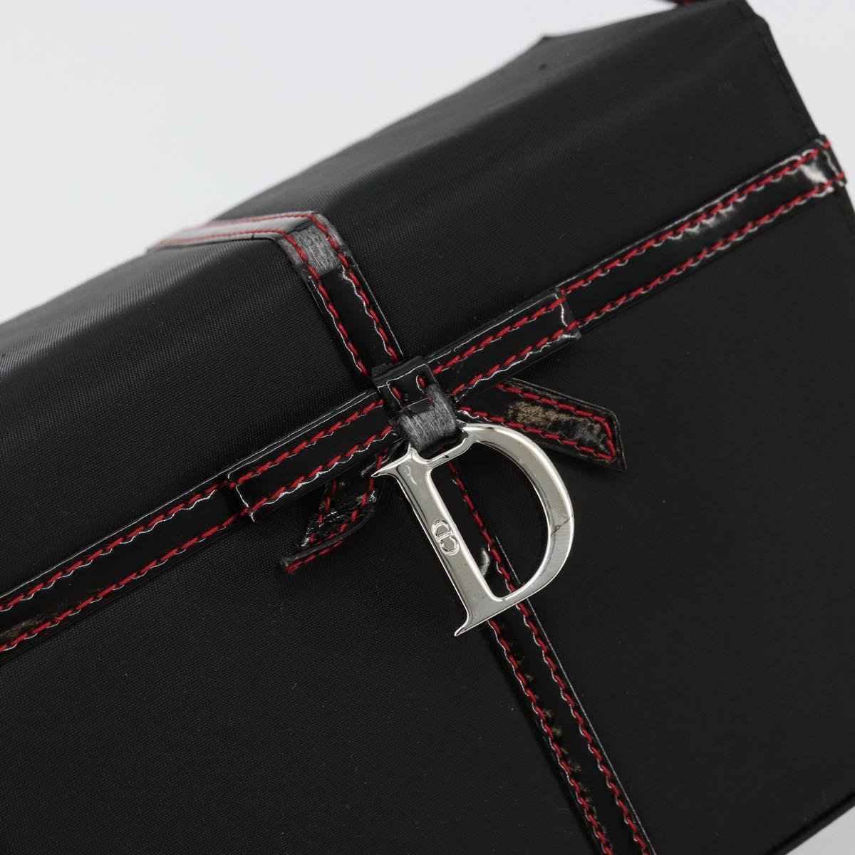 Christian Dior Vanity Pouch Nylon Black Silver Auth ep14195