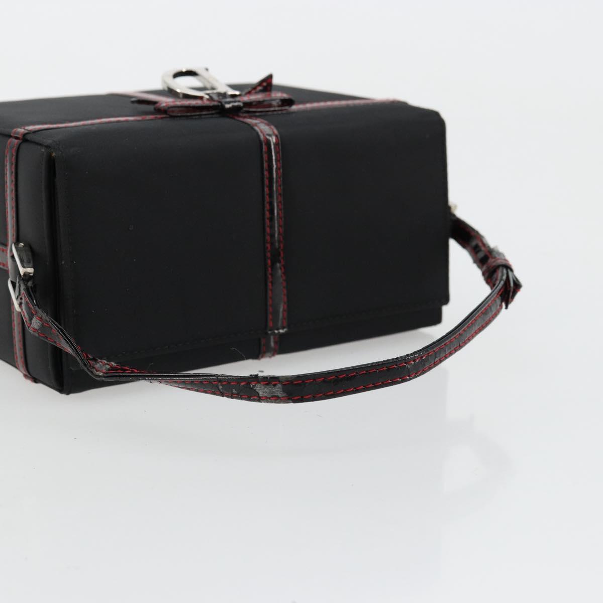Christian Dior Vanity Pouch Nylon Black Silver Auth ep14195