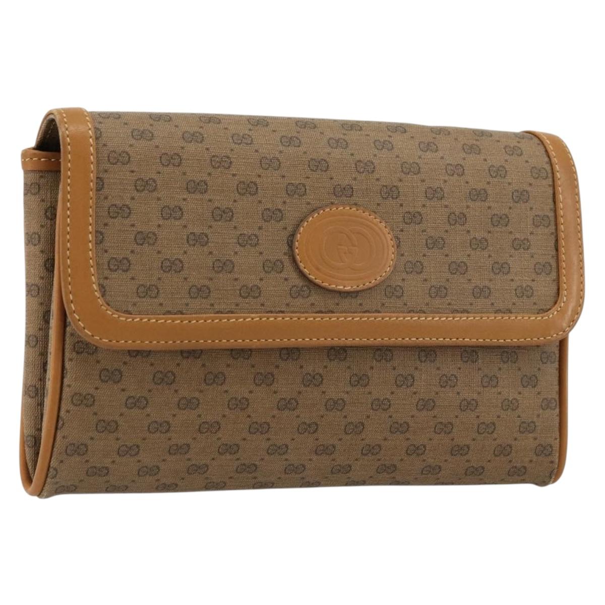 GUCCI Micro GG Supreme Shoulder Bag PVC Beige Gold 004 104 0024 Auth ep14198